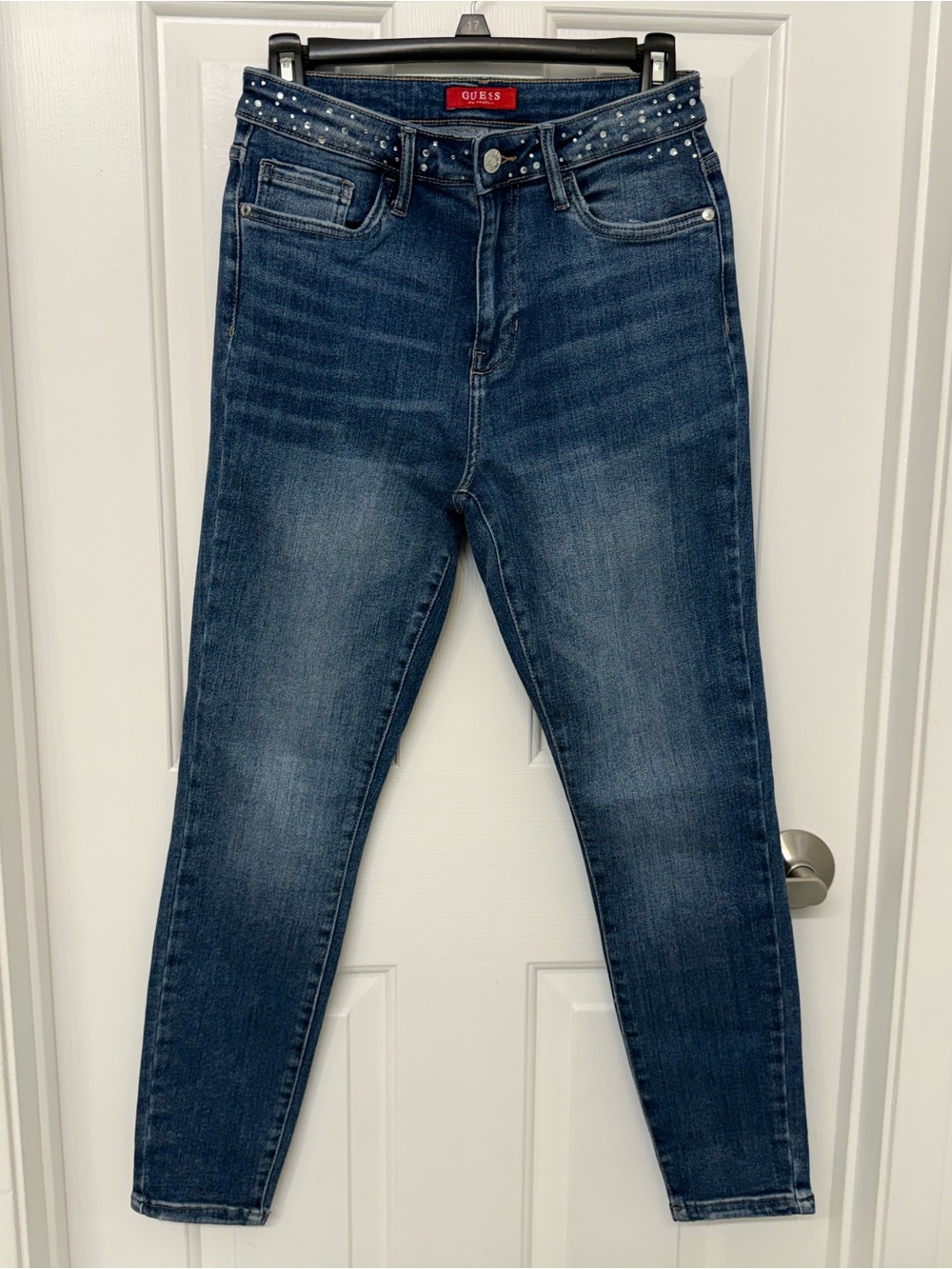 Guess Blue Skinny Jeans with Studded Waist - Picture 2 of 10